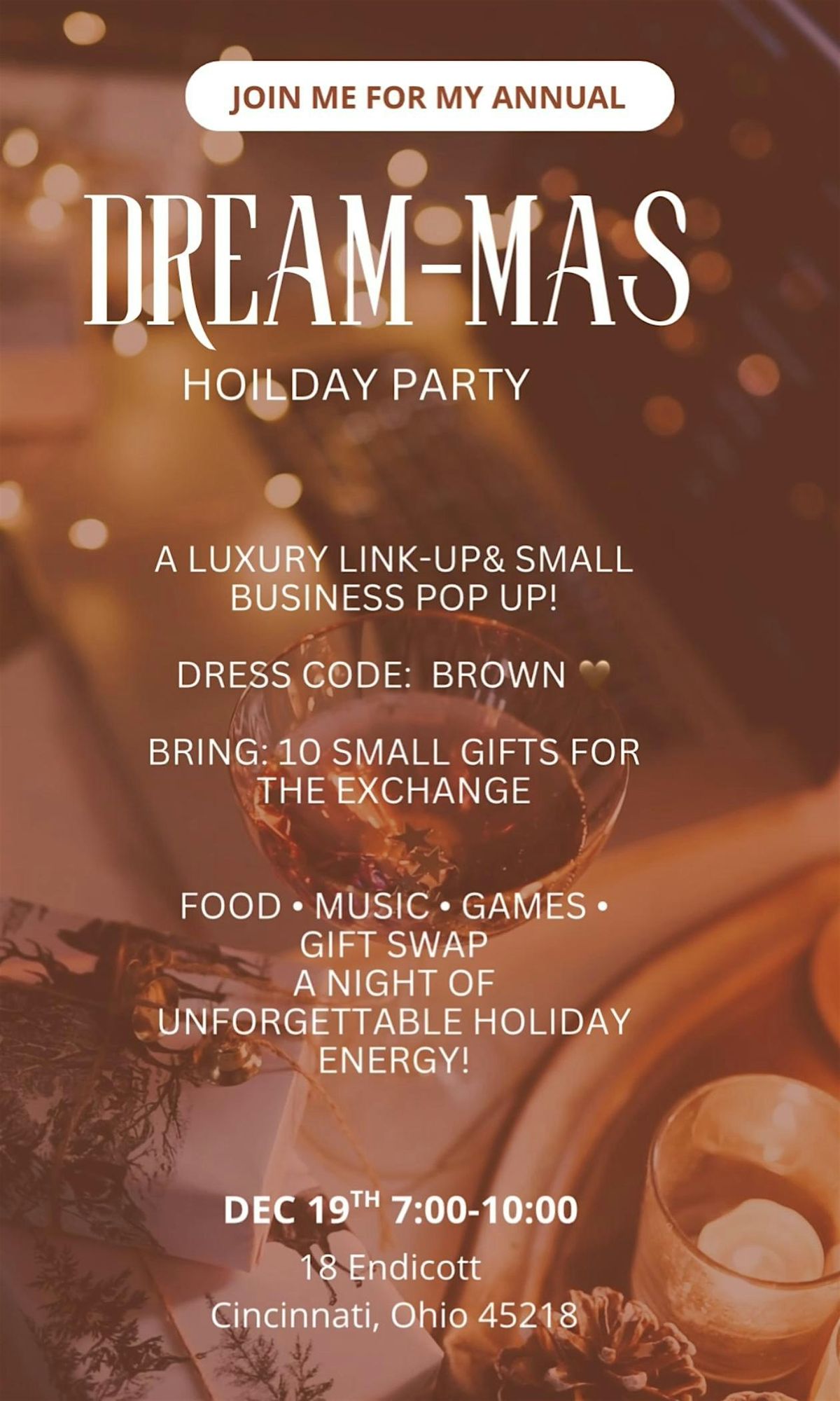Copy of Dream-mas holiday party and small business pop shop