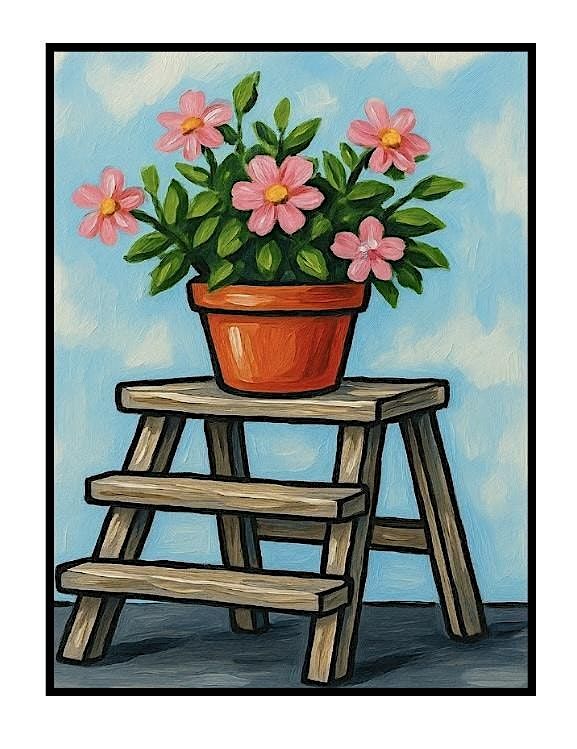 Flowers on a ladder Paint and Sip