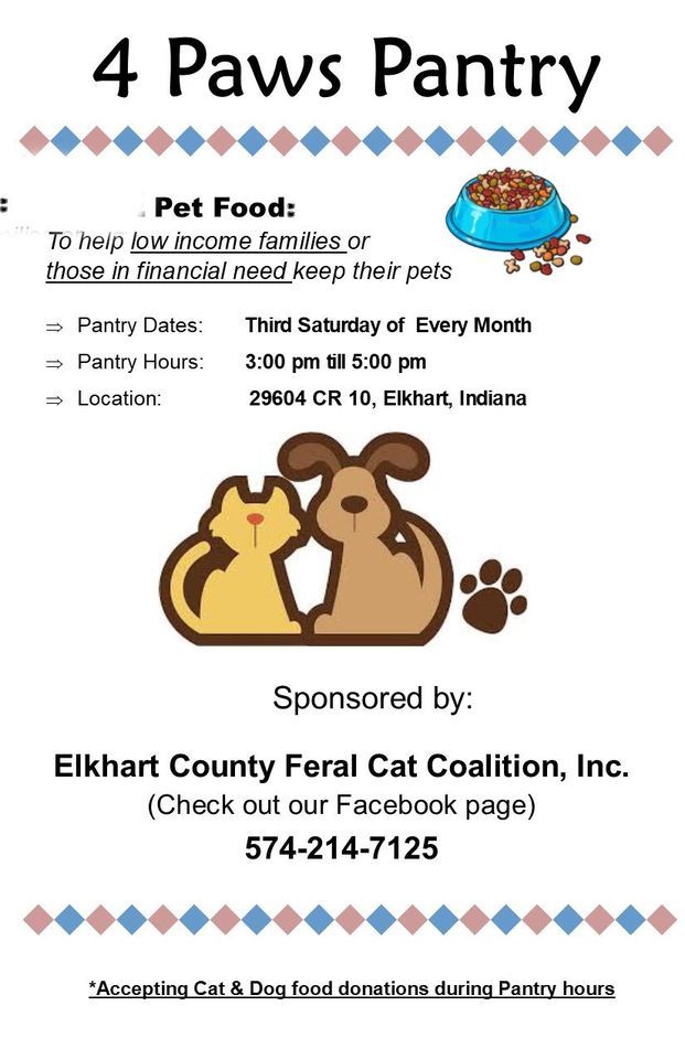 4 Paws Pantry Elkhart County Feral Cat Coalition September 17, 2022