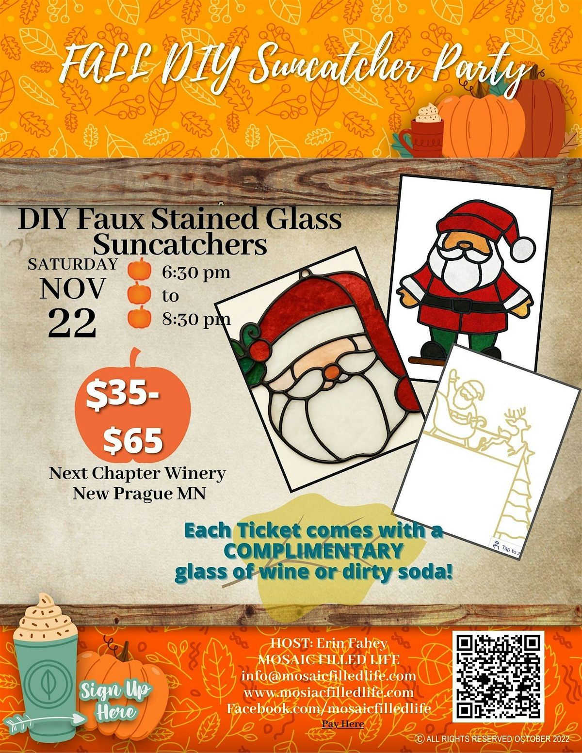 Santa at Next Chapter Winery! Stained Glass Class With Complimentary Drink