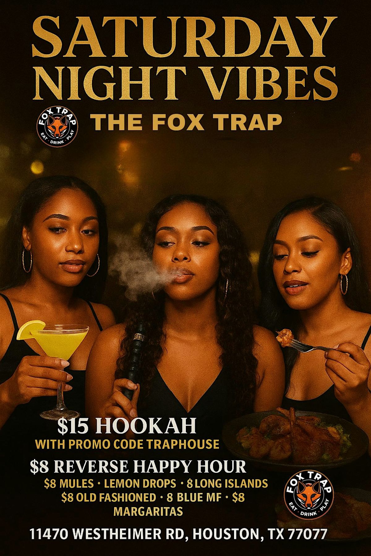 SATURDAY NIGHT VIBE WITH LIVE DJ | DINNER | COCKTAILS |HOOKAH | POOL TABLES