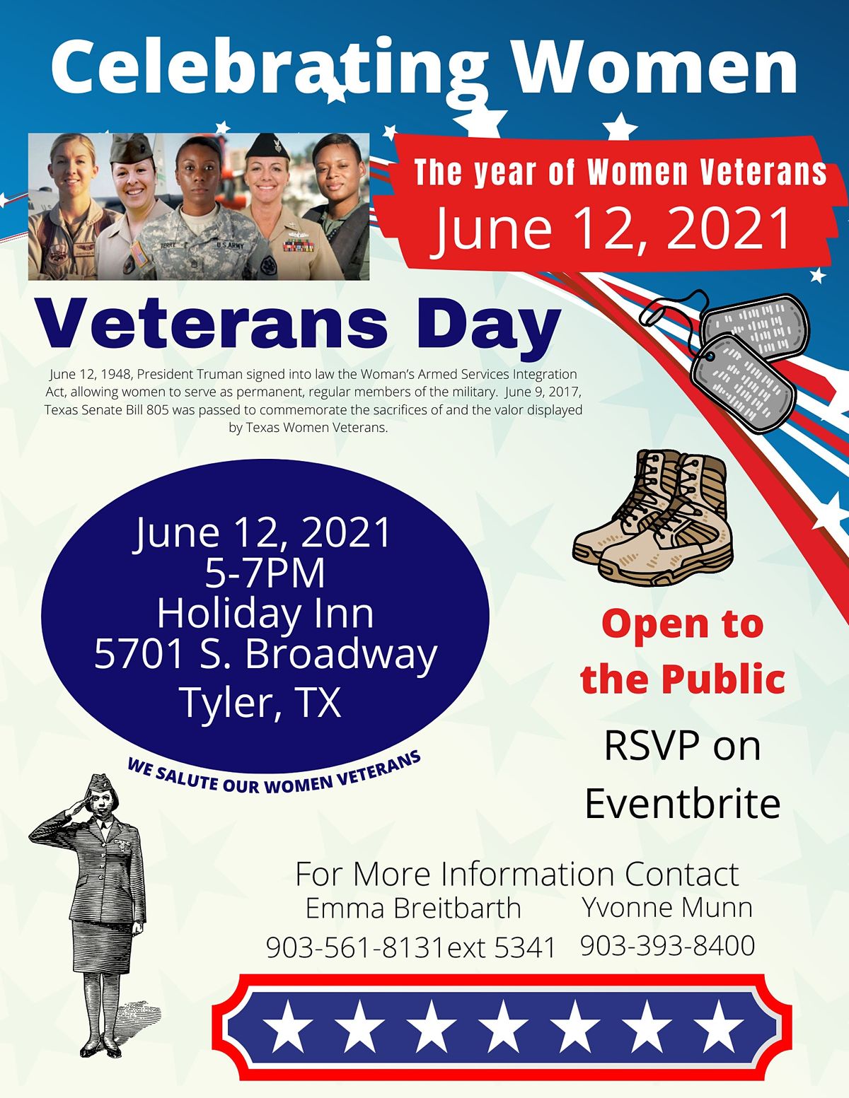 Celebrating Women Veterans Day 21 Holiday Inn Tyler Conference Center June 12 21