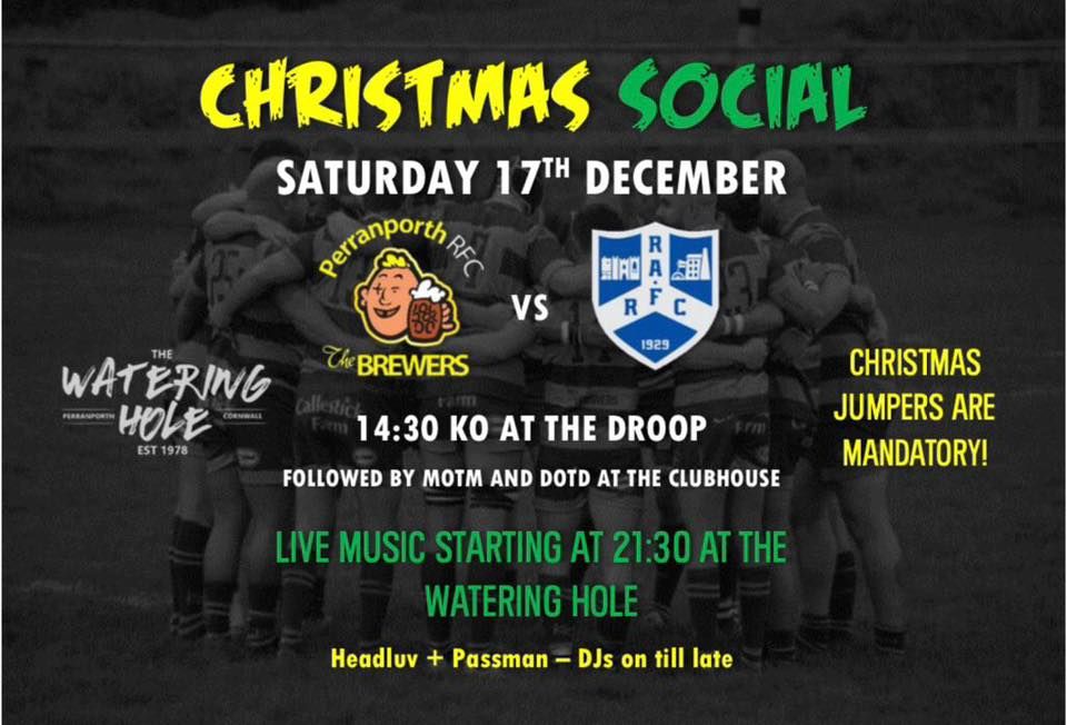 Perran Rugby Christmas Jumper social Perranporth Rugby Club, Truro