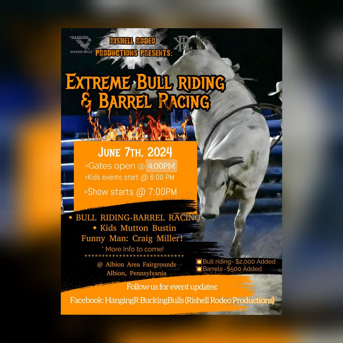 Extreme Bullriding and Barrel racing with Rishell Rodeo Productions and