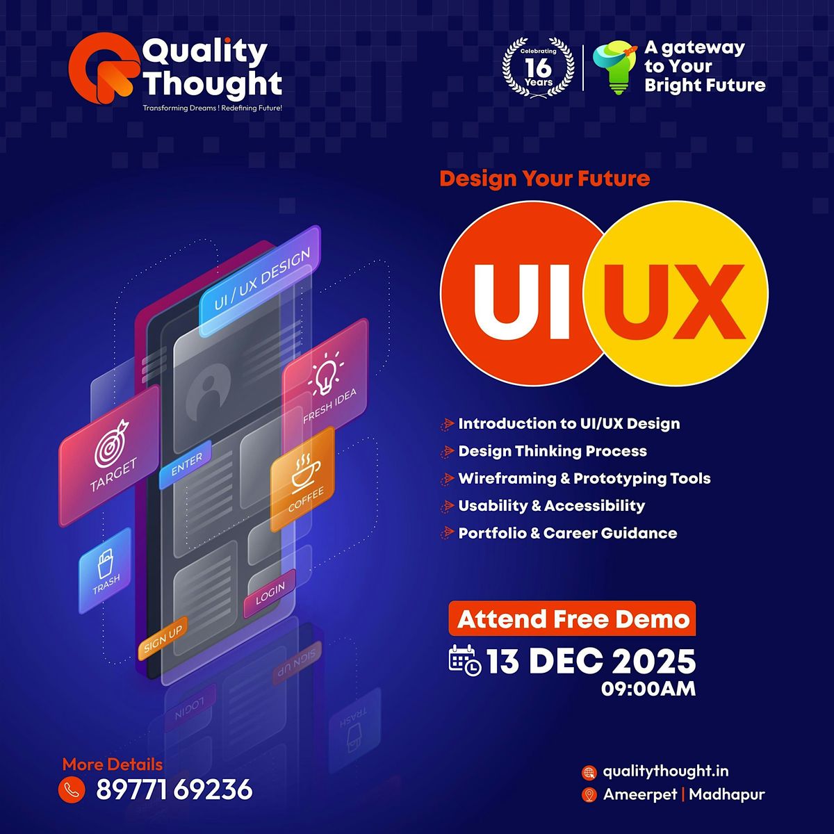 UI\/UX Design Course \u2013 Free Demo by Quality Thought on 13Dec2025 at 09:00am