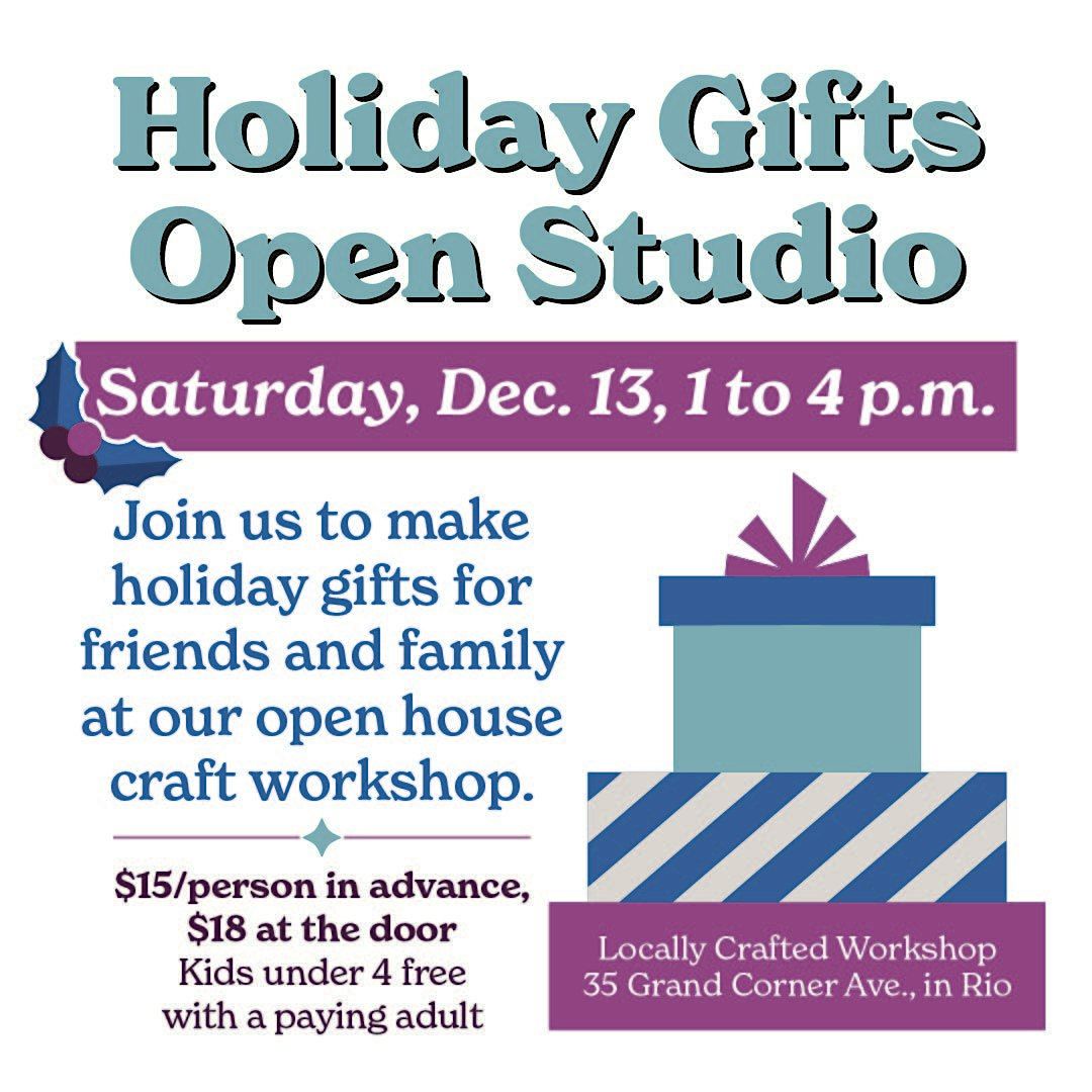 Holiday Gifts Open Studio craft workshop in Montgomery County, Md.