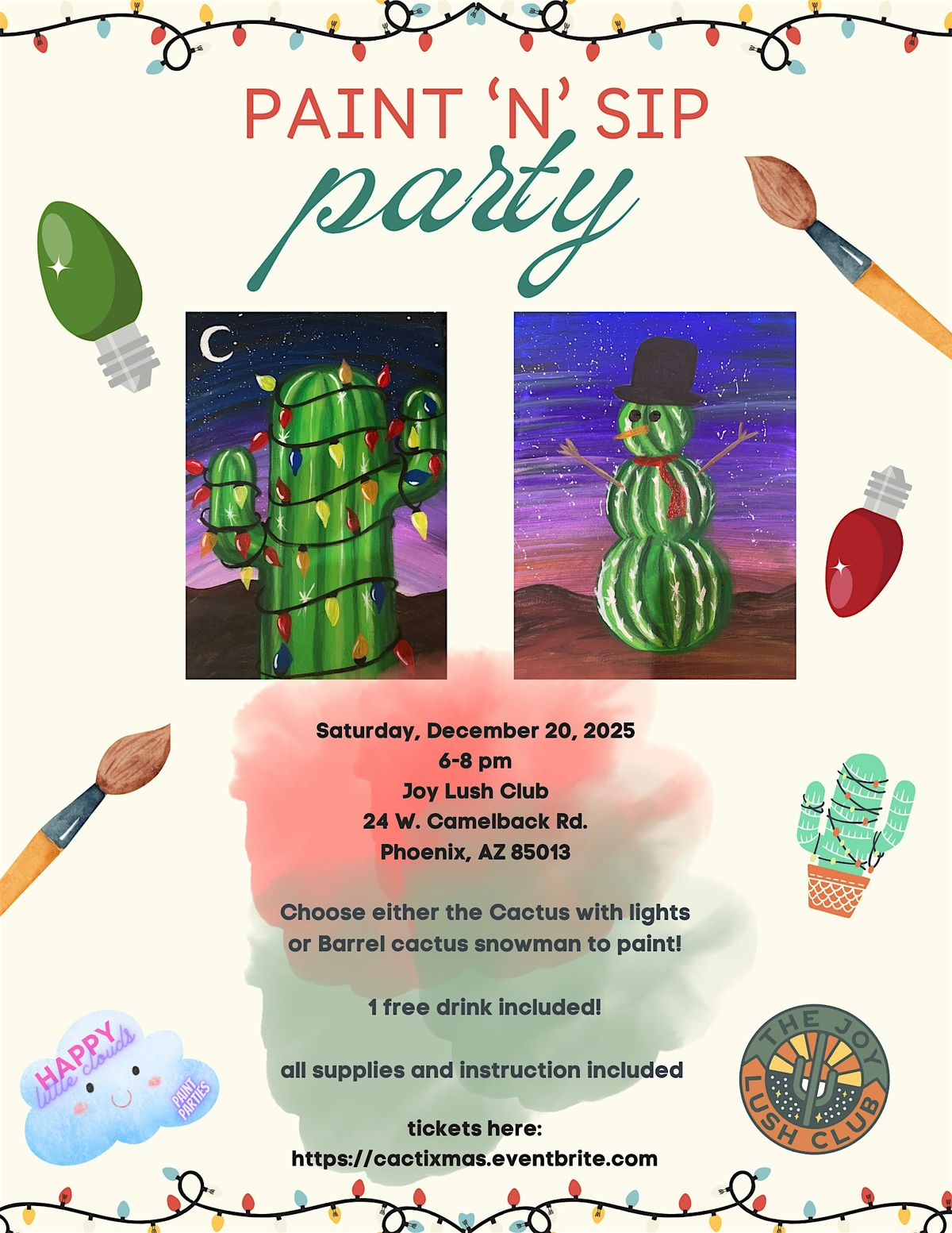 Desert Xmas Paint and Sip at Joy Lush Club!