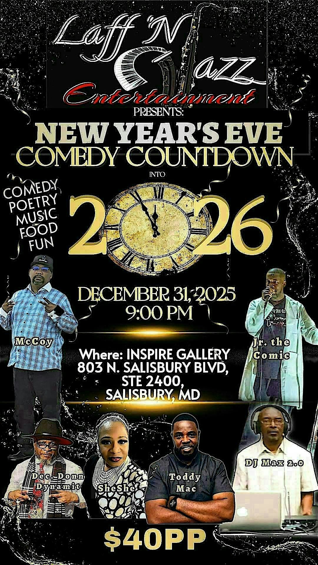 LAFF 'N JAZZ ENTERTAINMENT PRESENTS: NEW YEAR'S EVE COMEDY COUNTDOWN 2026