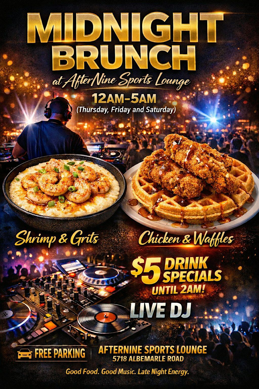 Midnight brunch at AfterNine sports lounge