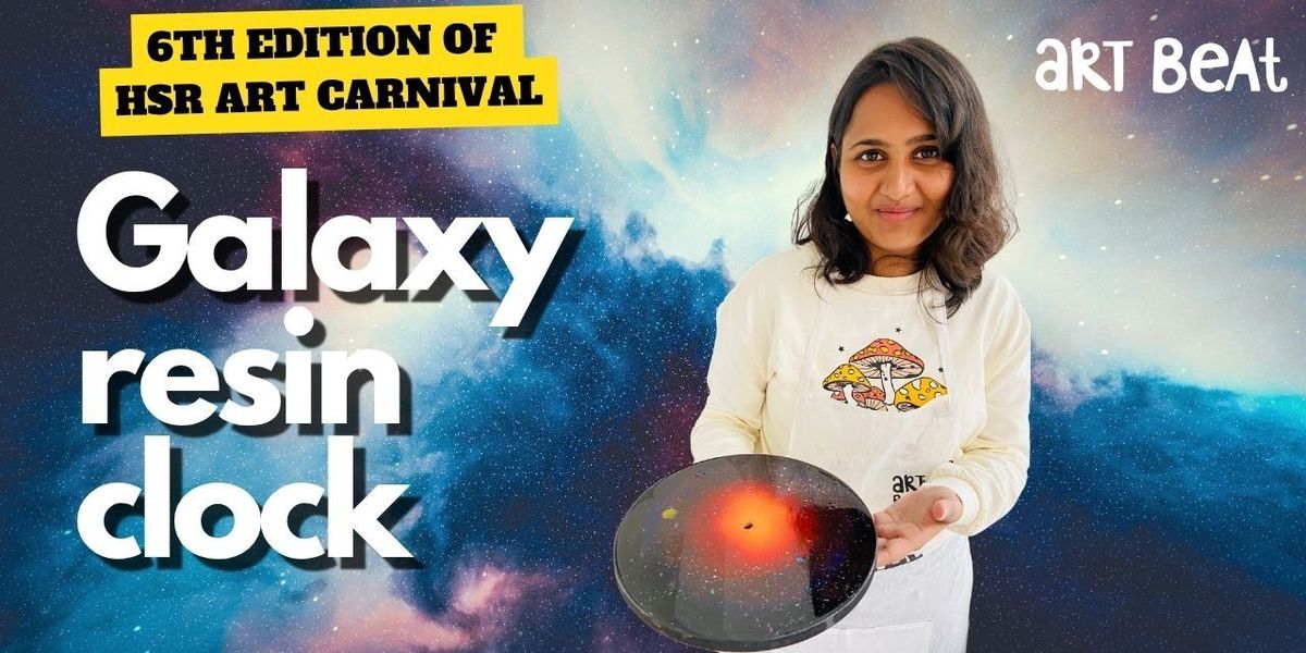 Galaxy resin clock + pottery (Carnival)