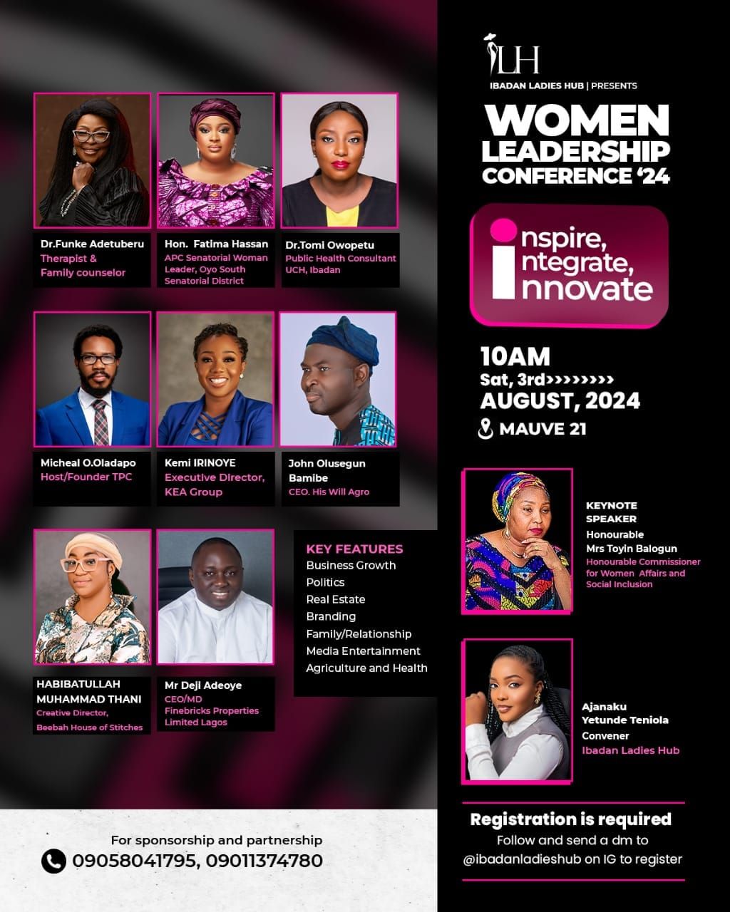 WOMEN LEADERSHIP CONFERENCE 2024 Mauve 21, Ibadan, OY August 1 to