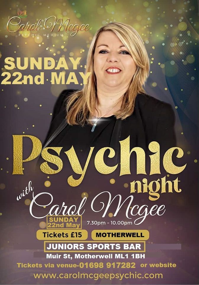 Carol McGee Psychic Live, Juniors Sports Bar Motherwell