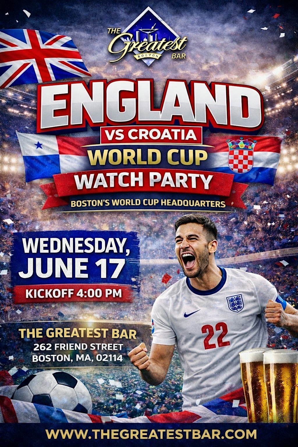 England vs Croatia World Cup Watch Party at The Greatest Bar