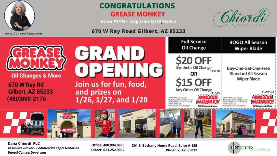 Grand Opening Celebration Grease Monkey Oil Changes & More Grease Monkey (670 W Ray Rd