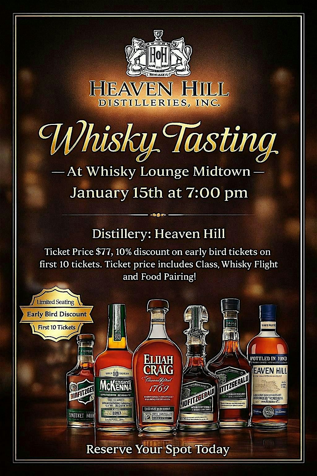\u2728Whisky Lounge Reno Presents: Heaven Hill Tasting Event\u2728