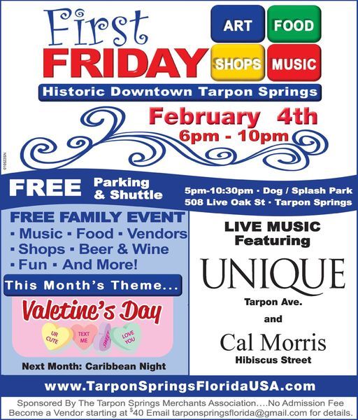 FIRST FRIDAY IN TARPON SPRINGS Downtown Tarpon Springs February 4, 2022