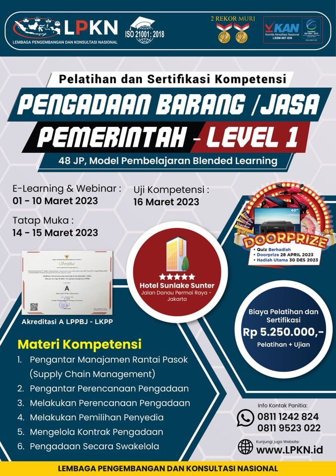 PELATIHAN DAN SERTIFIKASI PENGADAAN BARANG\/JASA LEVEL 1