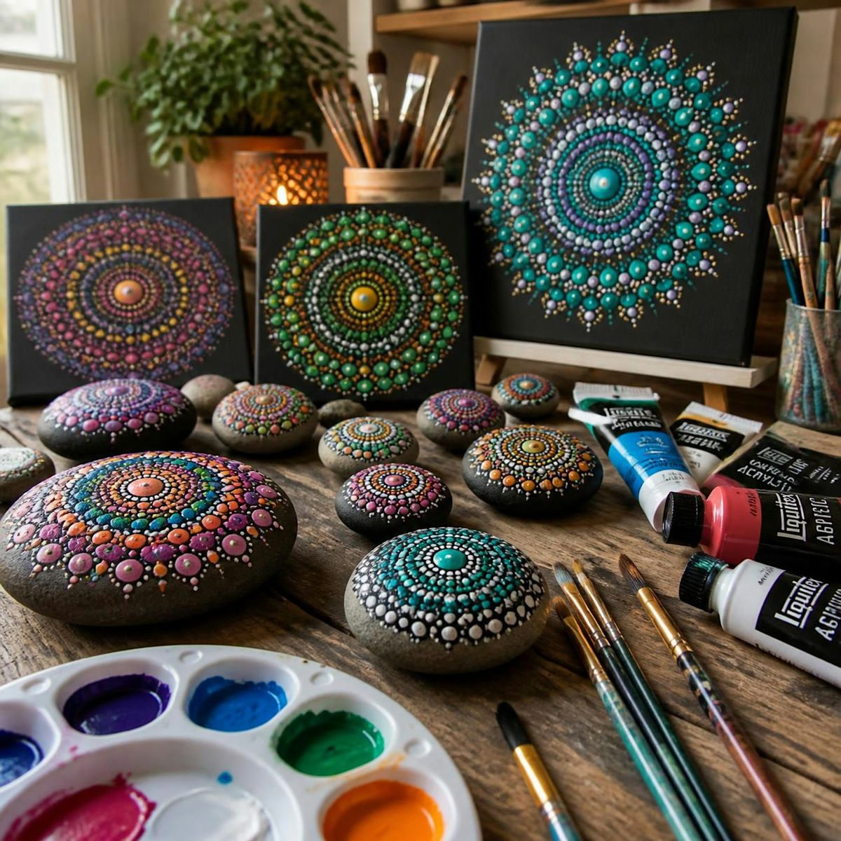 Explosion Event Colorized Dot Mandala Painting at A lil Something Creative, Raleigh on 26th ...