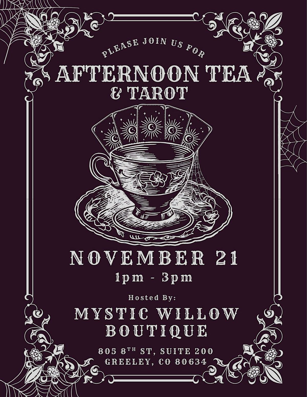 Afternoon Tea and Tarot at Mystic Willow Boutique, Greeley on 21st ...
