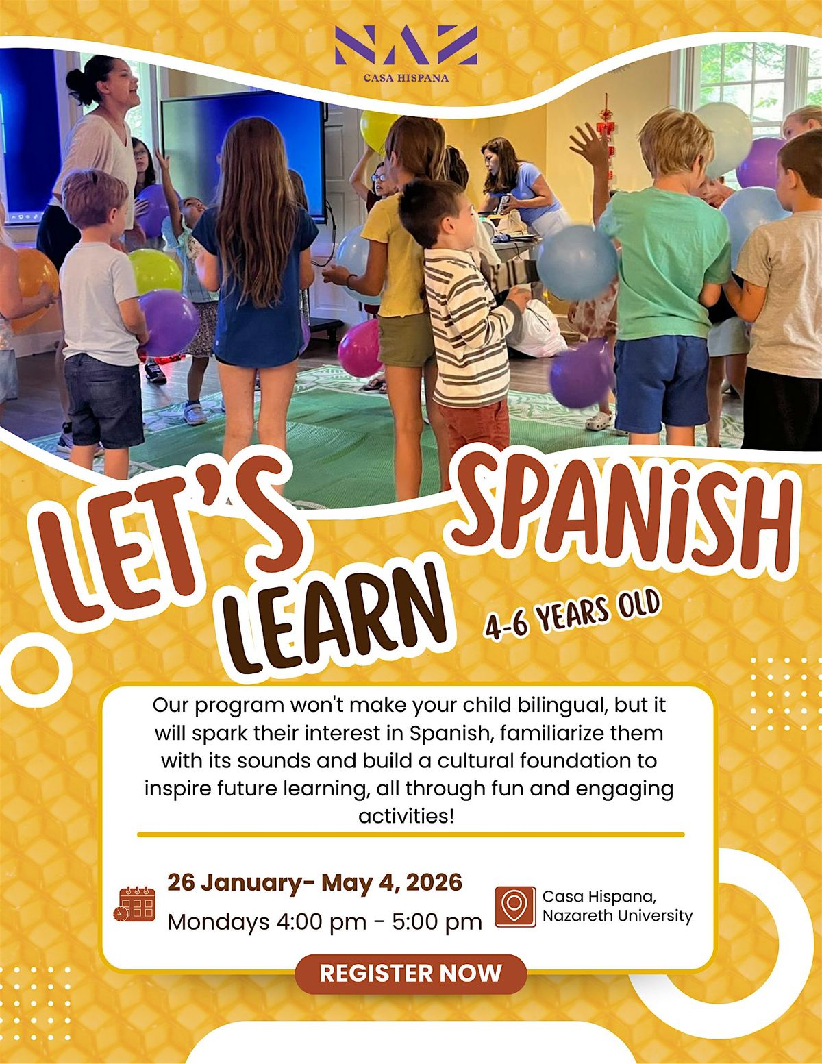 "Learn Spanish, Let's Play" Spanish Program for Children on Mondays
