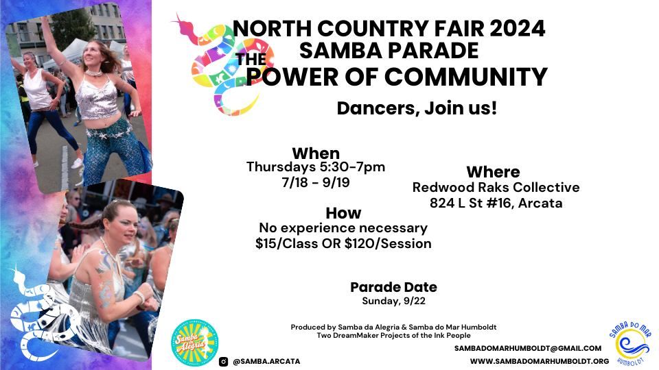 2024 North Country Fair Samba Parade Dance Classes! Redwood Raks