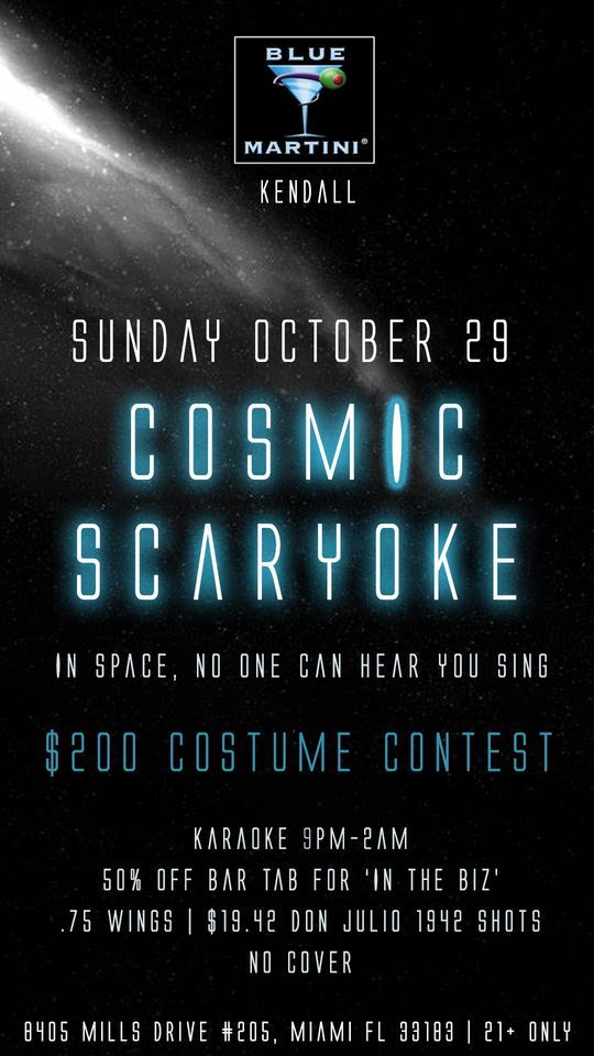 Cosmic Scaryoke 200 Costume Contest Blue Martini Kendall Blue