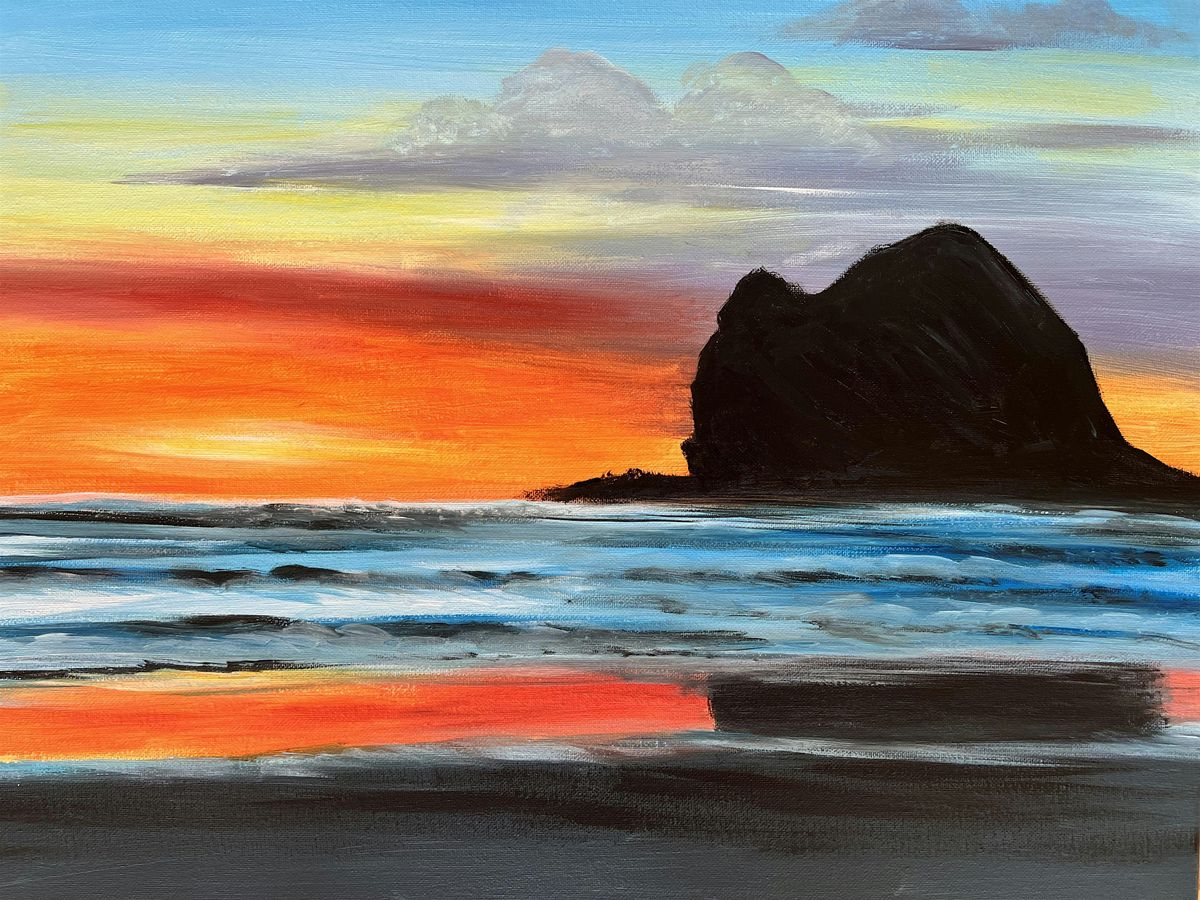 Paint n Chill Sat 3pm with Free Drink @Auckland - Sunset at Piha