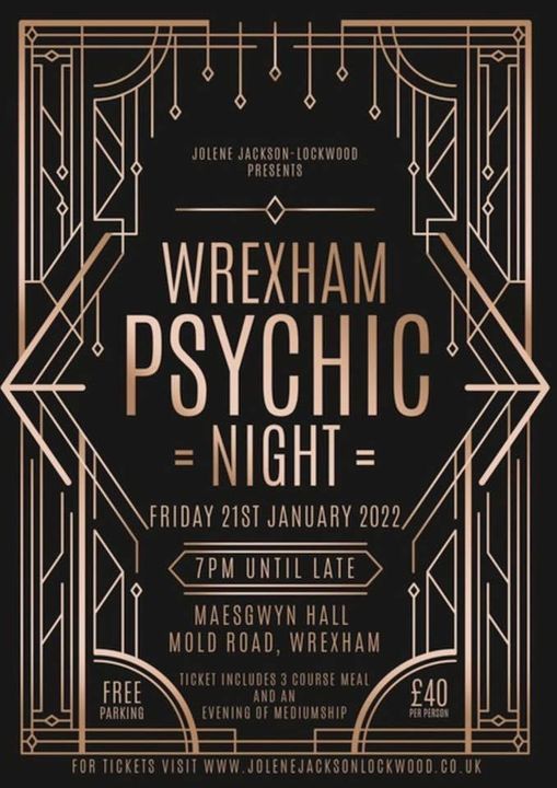 Psychic Night Wrexham Maesgwyn Hall, Mold Road, Wrexham, Tema, AA