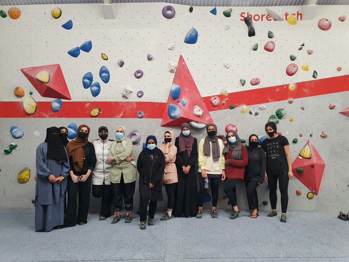 Muslim women bouldering  (Climbing) session in Bethnal Green