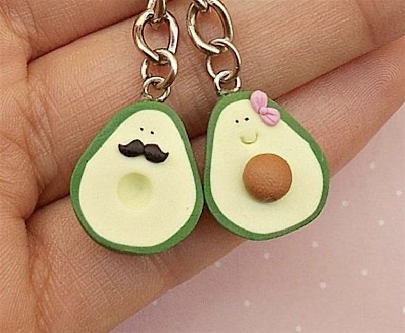 Make oven baked clay keychains for couples