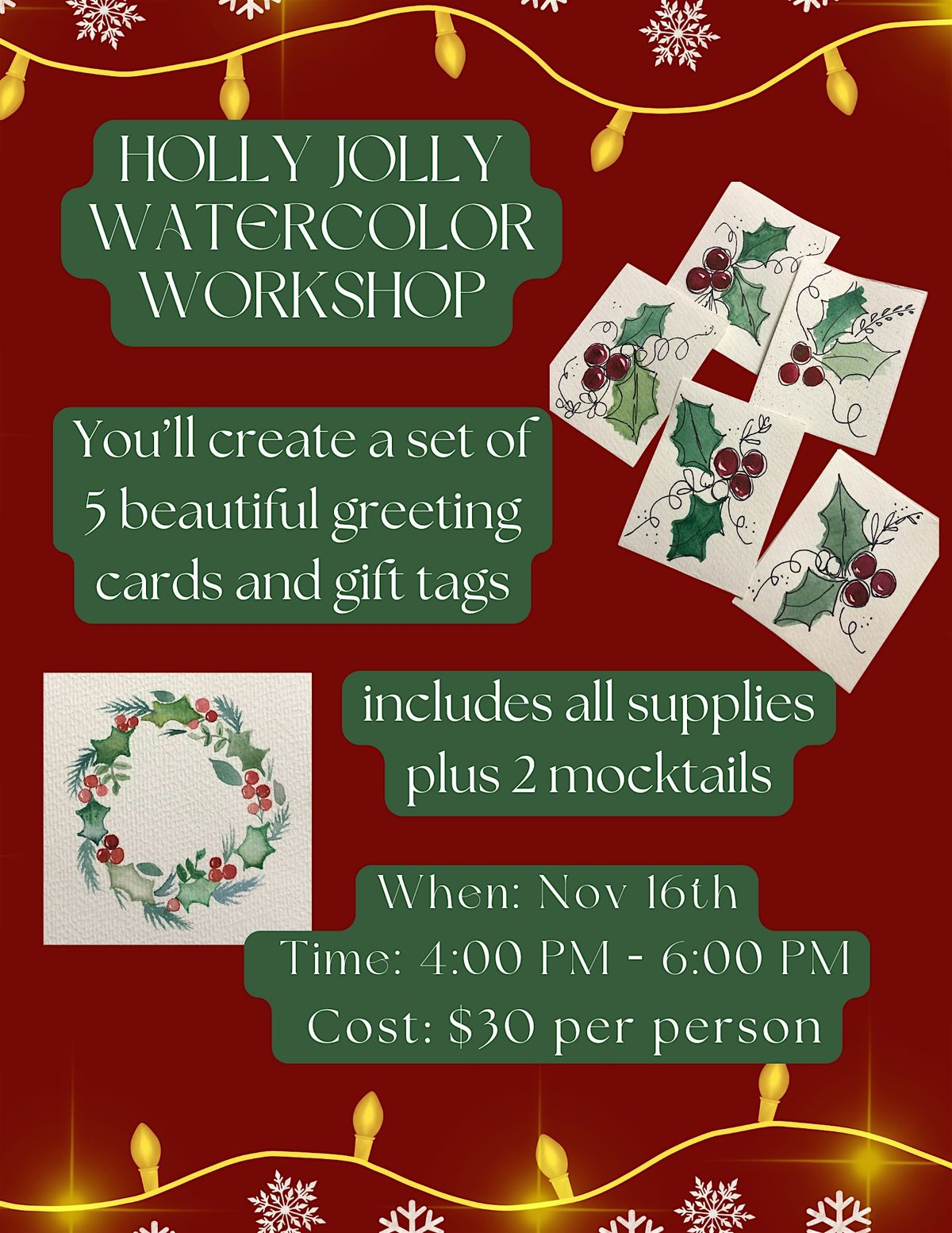 Holly Jolly Watercolor Worshop